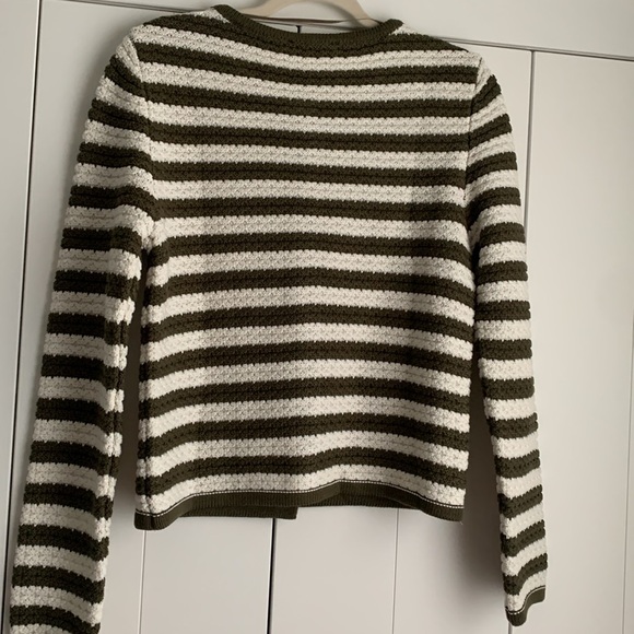 MANGO Stripe Cardigan with Jeweled Buttons Khaki L Large - Picture 5 of 9